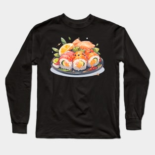 Cute Sushi Anime Food Pixel Art Long Sleeve T-Shirt